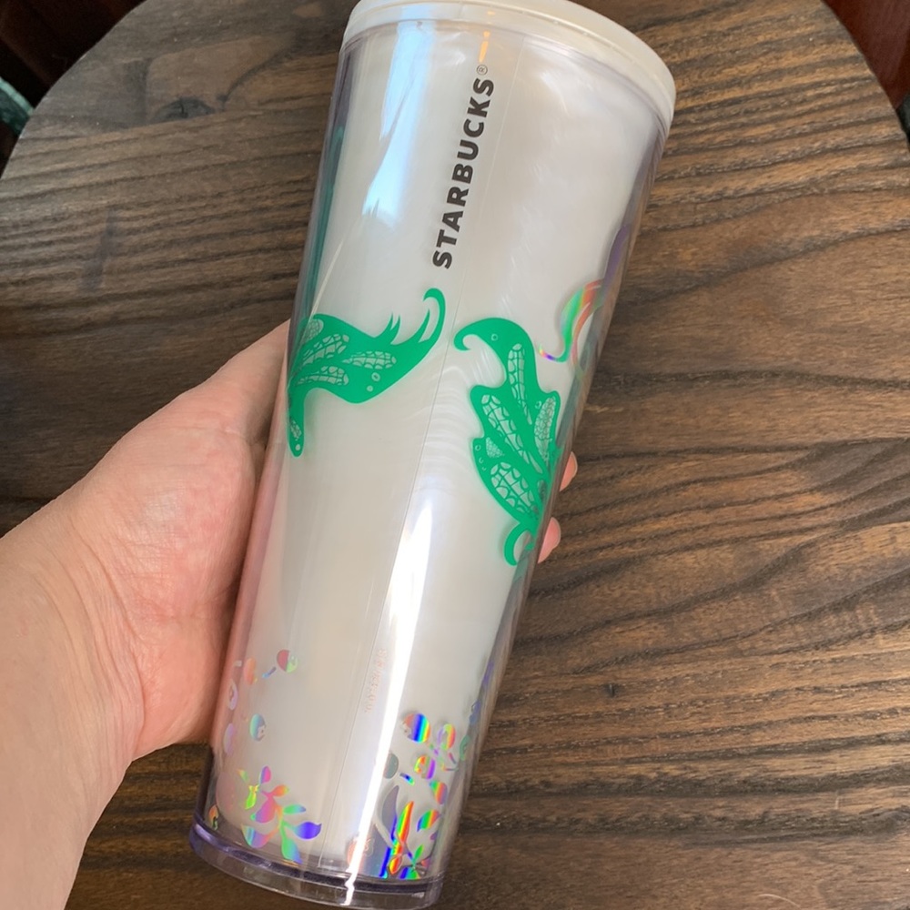 Starbucks 2022 Spearmint siren Pearl holographic Mermaid tumbler 24oz - Picture 5 of 5